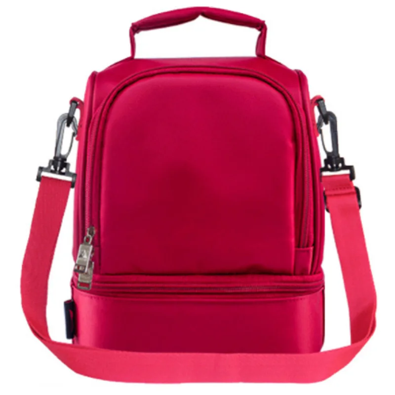 

Thicken Warm Insulation Box Nylon Lunch Bag Red Handbag With Zipper Insulation Bag