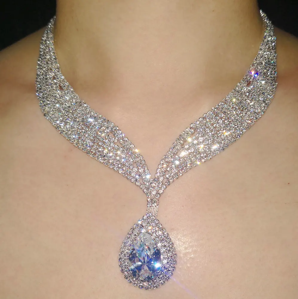 Buy Chandelier Teardrop Crystal Rhinestone Necklace