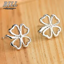 ES495 Brincos Women Silver Plated Leaf Earing Heart LOVE Fashion Metal Pierced Stud Earrings Jewelry pendientes