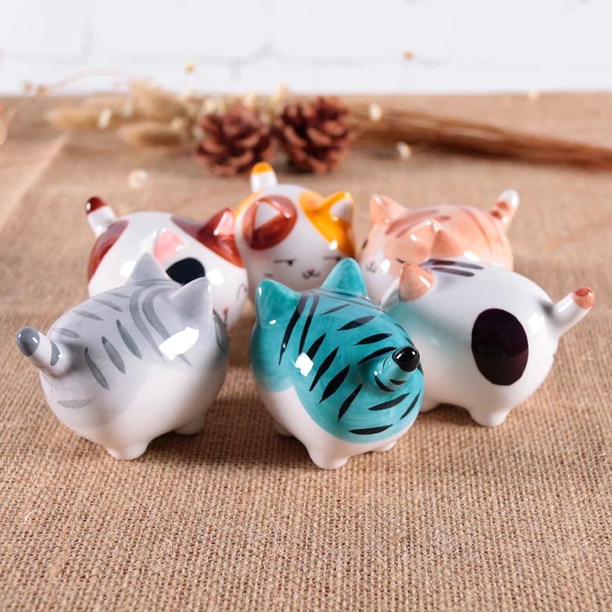  Japanese Cute Ceramic Chubby Cat Ornaments Desk Cartoon Animals Creative Children Girls Birthday Gi