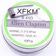 10 шт./кор. A-touch XFKM преднамотанные койлы DIY Vape нагревательный провод KA1 Fused Clapton с сопротивлением Alien Clapton Flat Twisted и т. д. для RDA форсунки