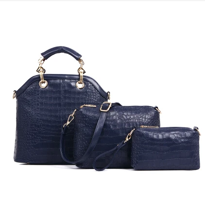 3 pcs font b set b font Crocodile lash women s bag all match multifunctional leisure