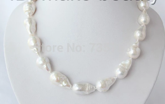 

HOT N04 baroque white keshi reborn freshwater cultured pearl necklace