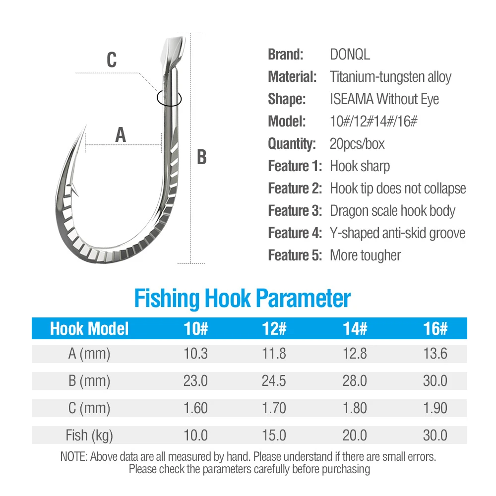 DONQL 20 шт./компл. Титан сплав бронзовых морских рыболовных крючков одинарный круг колючей крючок 20-65LB карп рыболовные крючки рыбалка катушка аксессуары