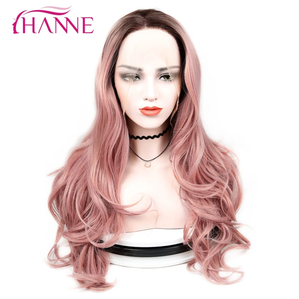 HANNE Long Ombre Wig 1B Pink/27/Golden/Burgundy Body Wave Heat Resistant Synthetic Hair Full Lace Wigs For Black Or White Women body-wave : image HANNE Long Ombre Wig 1B Pink/27/Golden/Burgundy Body Wave Heat Resistant Synthetic Hair Full Lace Wigs For Black Or White Women body-wave