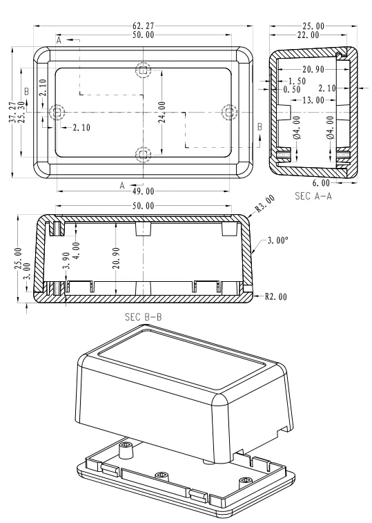 plastic enclosure for electronics control box szomk diy enclosure junction box plastic housing small abs instrument enclosure distribution box black plastic box enclosure electronics case   (12)