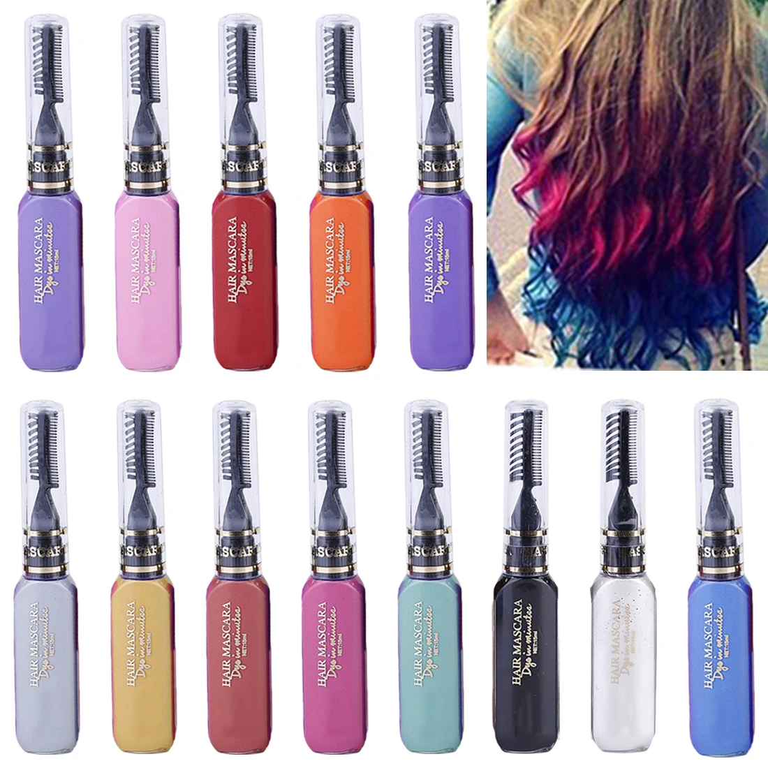 

13 Colors DIY Disposable Hair Wax Chalks Set Temporary Hair Color Dye Performance Costumes Halloween Christmas Party Cosplay