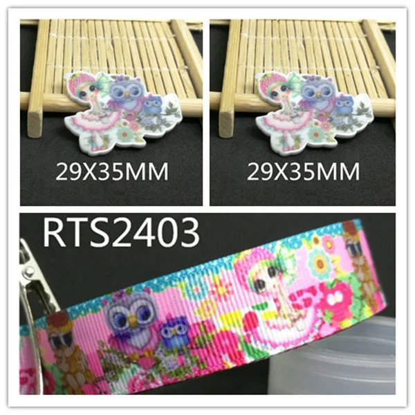 

7/8inch 100yard ribbon and 100pcs resin 1 set printed cartoon printed ribbon and resin RTS2403