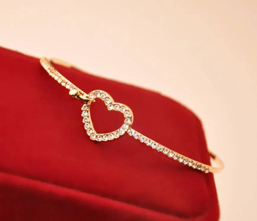 

c015 Ladies fashion atmosphere luxury beautiful full crystal hollow love bracelet for couples