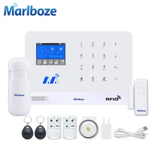 Marlboze Wireless Home Security GSM WIFI GPRS Alarm System IOS Android APP Remote Control RFID Card PIR Sensor Door Sensor kit
