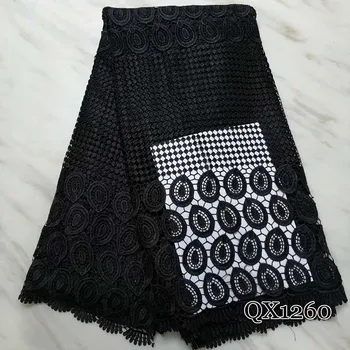 

New arrival Nigerian embroidered Lace Fabric African Cord Lace Fabrics High Quality Guipure Cord soluble lace fabric