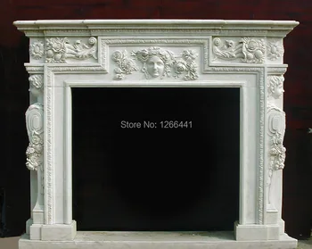 

carved stone marble fireplace mantel with maiden sculpture Rococo style