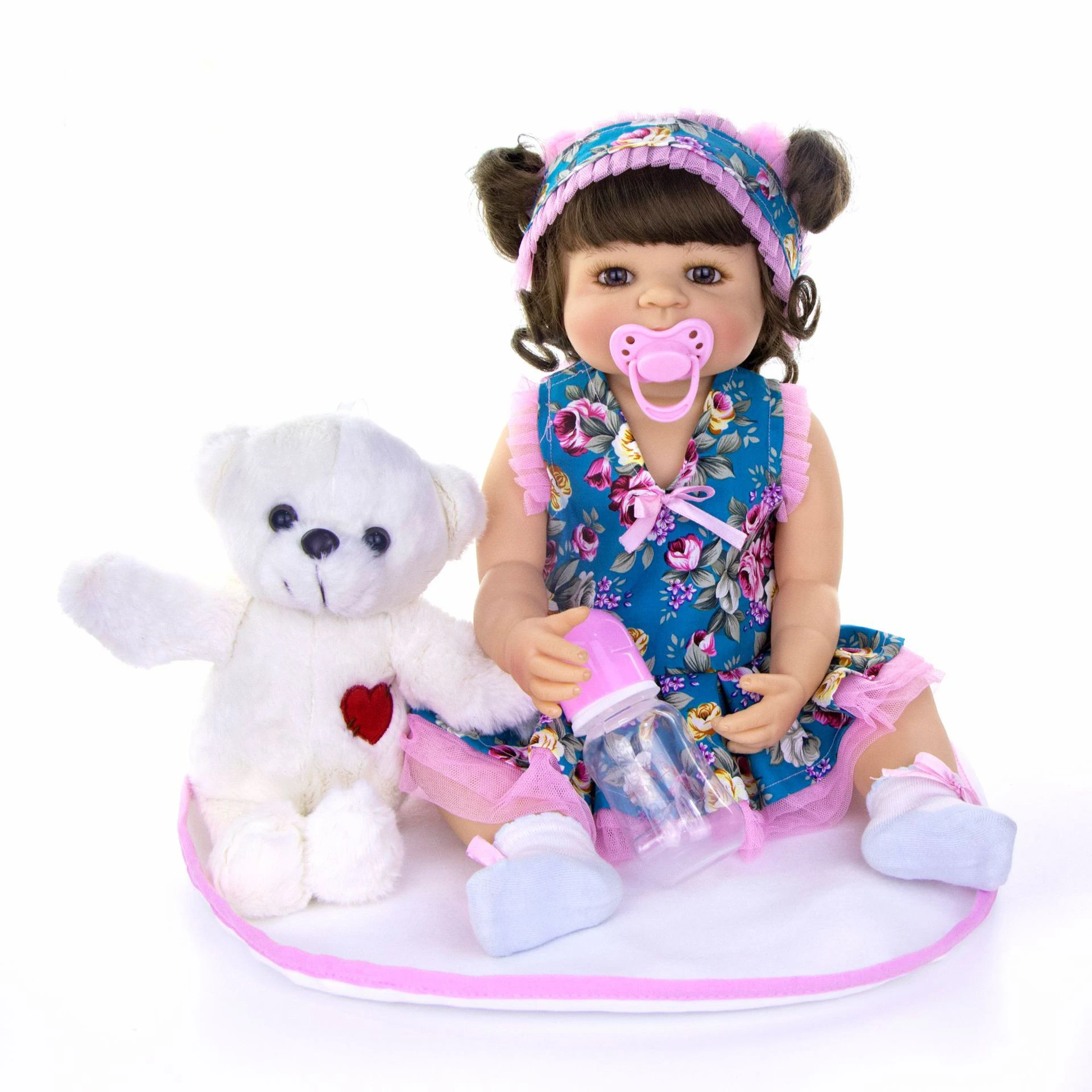 

doll reborn baby Realistic girl silicone vinyl 55cm children bebes toys Ethnic doll for kids play house DIY toy Surprise gift