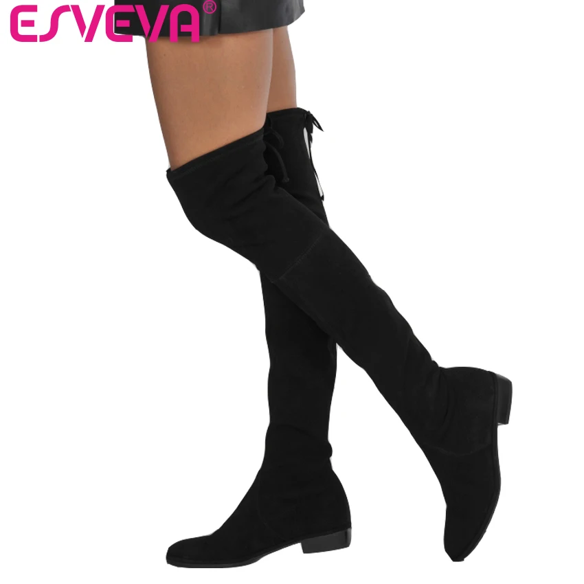 Esveva 2018オーバーは膝のブーツ暖かい毛皮の女