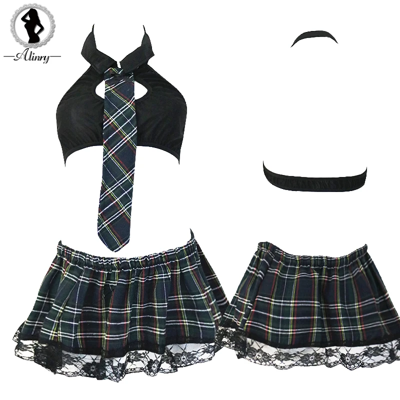 ALINRY plus size sexy lingerie women plaid student uniform erotic underwear sleepwear cosplay hollow-out halter sexy costumes ALINRY plus size sexy lingerie women plaid student uniform erotic underwear sleepwear cosplay hollow-out halter sexy costumes