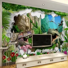 Большие фрески, древний динозавр Эра 3D стерео обои фрески, гостиная диван ТВ стены спальни 3d дети обои papel де parede