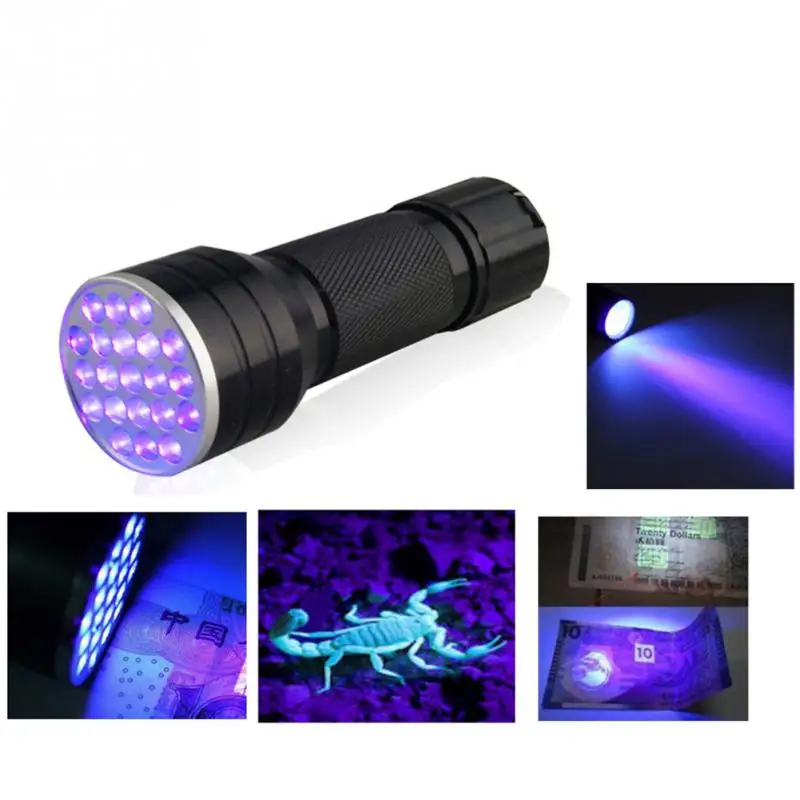 

High Quality Outdoor Mini Portable UV Ultra 21 LED Flashlight Violet Purple Blacklight Camping Hiking Fishing Torch Lamp Light