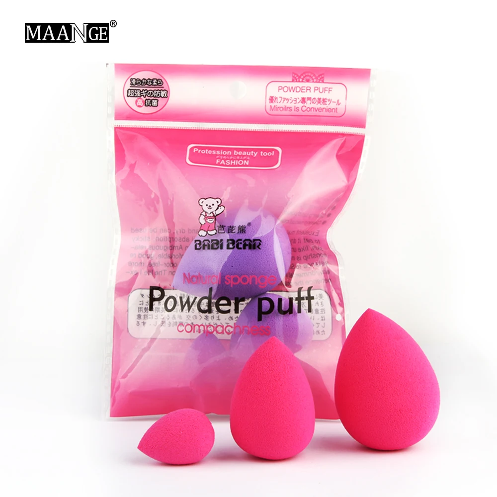 

Fashion 3Pcs/pack Makeup Beauty Sponge Foundation Cosmetic Puff Smooth Face Contour Concealer Powder Make Up Tool Kits