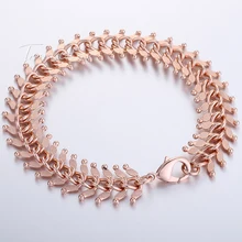 585 розовое золото Заполненные браслет-цепочка для Для женщин кованые сороконожка дизайн 14 мм 18-25 см GB275