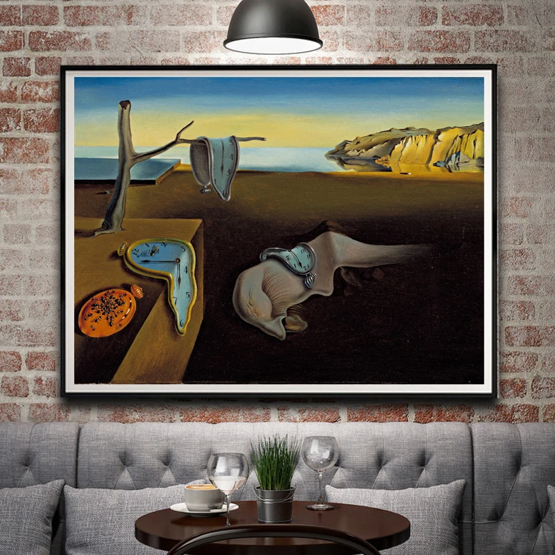 

FOOCAME Fantasy Painting Salvador Dali Clocks Surreal Classic Art Silk Posters and Prints Abstract Home Decoration Pictures