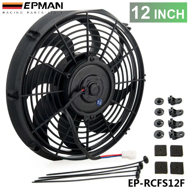Mounting Kit 1X 9/" Slim//Thin 12V Push//Pull Electric Radiator//Cooling Fan Red