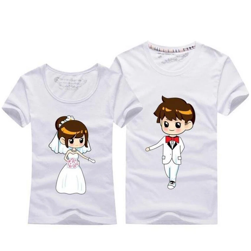 Summer Korean Couple T Shirt For Wedding Men And Women Cotton Short Sleeve T-Shirt Cute Cartoon TShirt Lovers Clothes Outfits Summer Korean Couple T Shirt For Wedding Men And Women Cotton Short Sleeve T-Shirt Cute Cartoon TShirt Lovers Clothes Outfits