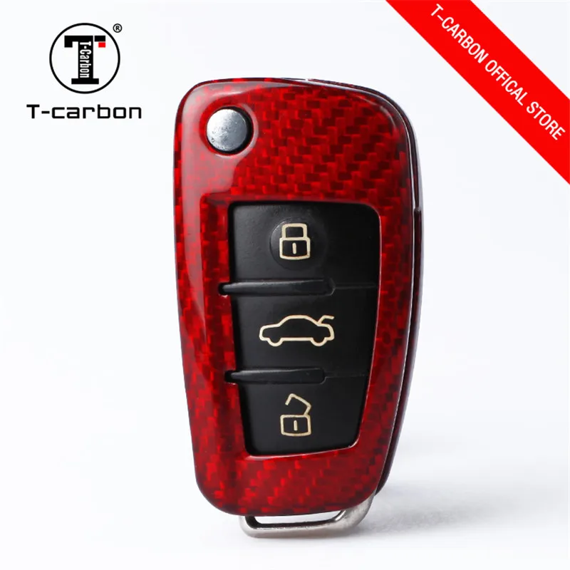 

Car Key Protection Cover For Audi BUTTON START Carbon Fiber for Audi A4 A4L A5 A6 A6L Q5 S5 S7 Protect Shell Car Styling
