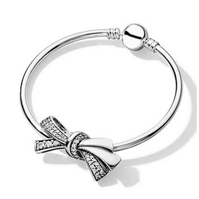 

SIEMT 100% of 925 sterling silver sparkling new mother's day bows bracelets packages mailed free of charge