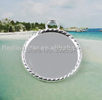 

FREE SHIPPING 50pcs Silver plated Cabochon Settings Pendant Trays glue on bail picture frame round charm A12082SP