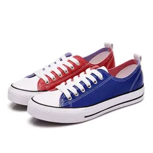 Новинка; двухцветная удобная женская брендовая Осенняя дышащая парусиновая обувь на плоской подошве; кроссовки на танкетке; Повседневная Вулканизированная обувь на платформе