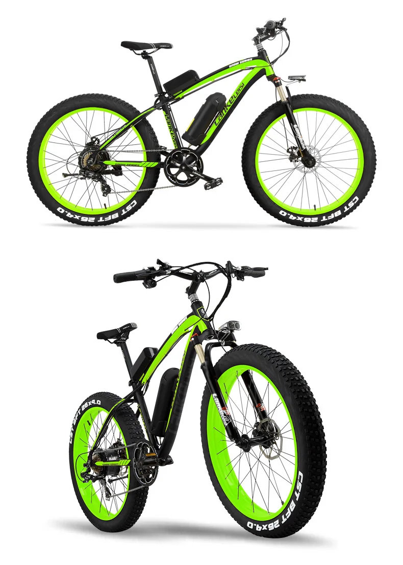 Excellent 26 inch Electric Mountain Bike Mens Cruiser Cycling Snow Bike 4.0 Fat Tire Snow Bkie 1000W Strong Power 48V Lithium-Ion Battery 15