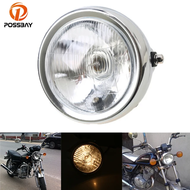 POSSBAY 62 Universal Motorcycle Headlights Headlamp For Harley Honda Yamaha Custom Suzuki GN 125 Motorbike