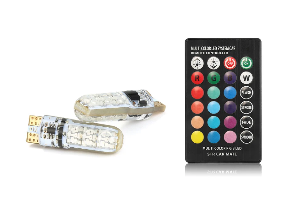 2 шт. Универсальный Автомобильный RGB светодиодный 12 В T10 светодиодный RGB 5050 6SMD пульт дистанционного управления для чтения светильник на танкетке сигнальная лампа и