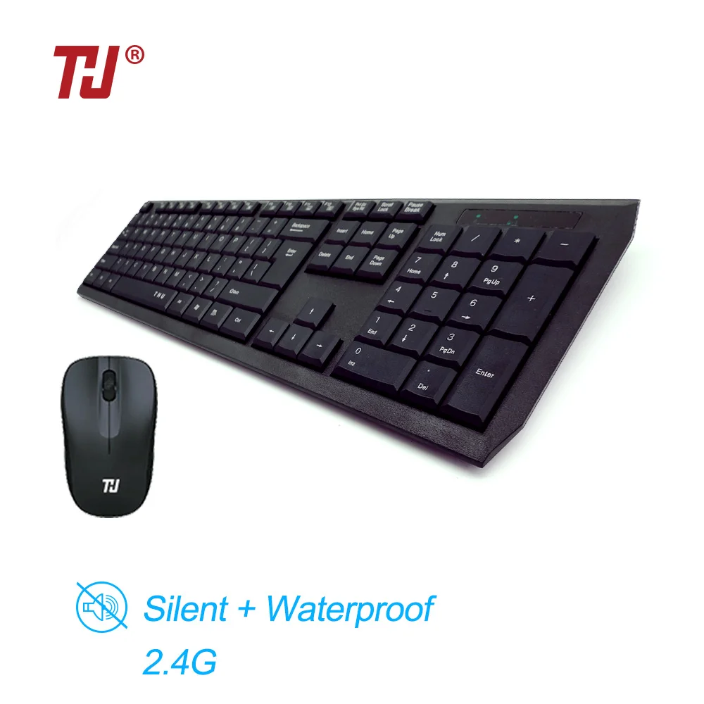 THU Водонепроницаемый 2,4 ГГц ультра тонкий компактный портативный небольшой беспроводной клавиатура и мышь комбо набор для ПК, рабочего стола, ноутбука