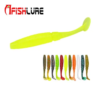 

6pcs/lot T Tail Soft Grub 75mm 3g soft fishing lure Abdomen open hook Paddle Tail Soft Lure artificial lure Bass Fishing AR11