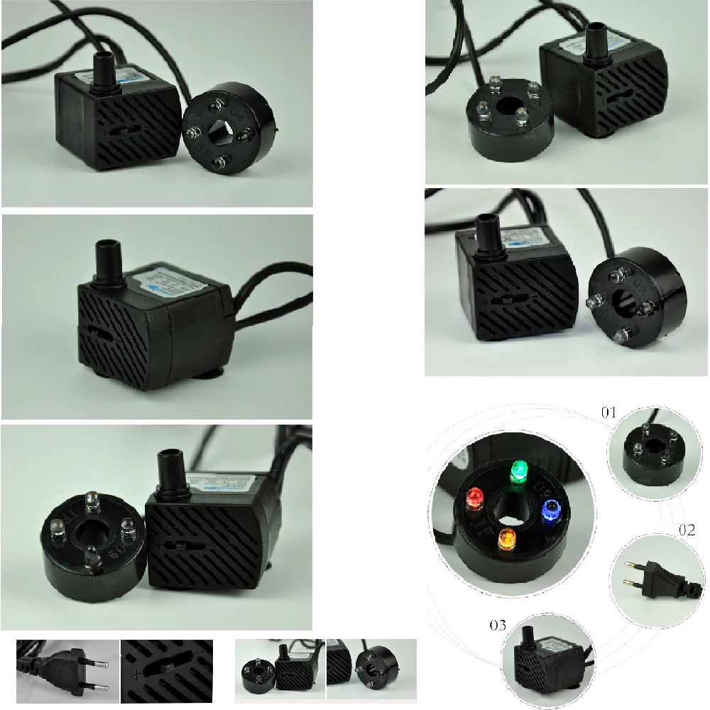 AC 220V 3W 5W Submersible Water Pump LED Aquarium Fountain Fish Pond Tank EU Plug For Fish Tanks Plants Growth Supplies Tool   (3)