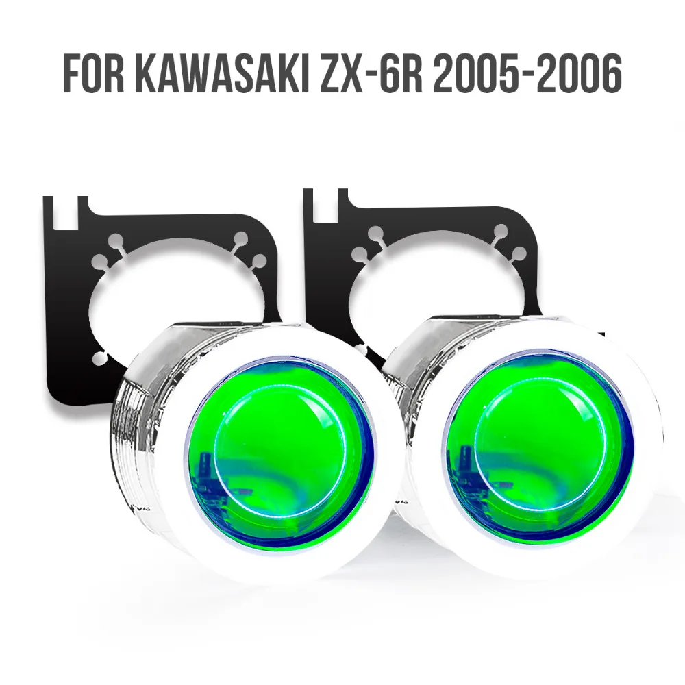 KT Headlight Suitable for Kawasaki ZX 6R ZX6R 2005 2006 LED Angel Eyes
