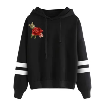 

Women Wonderful Hoodie Sweatshirt Embroidery Applique Long Sleeve Jumper Hooded Pullover Casual Warm Tops
