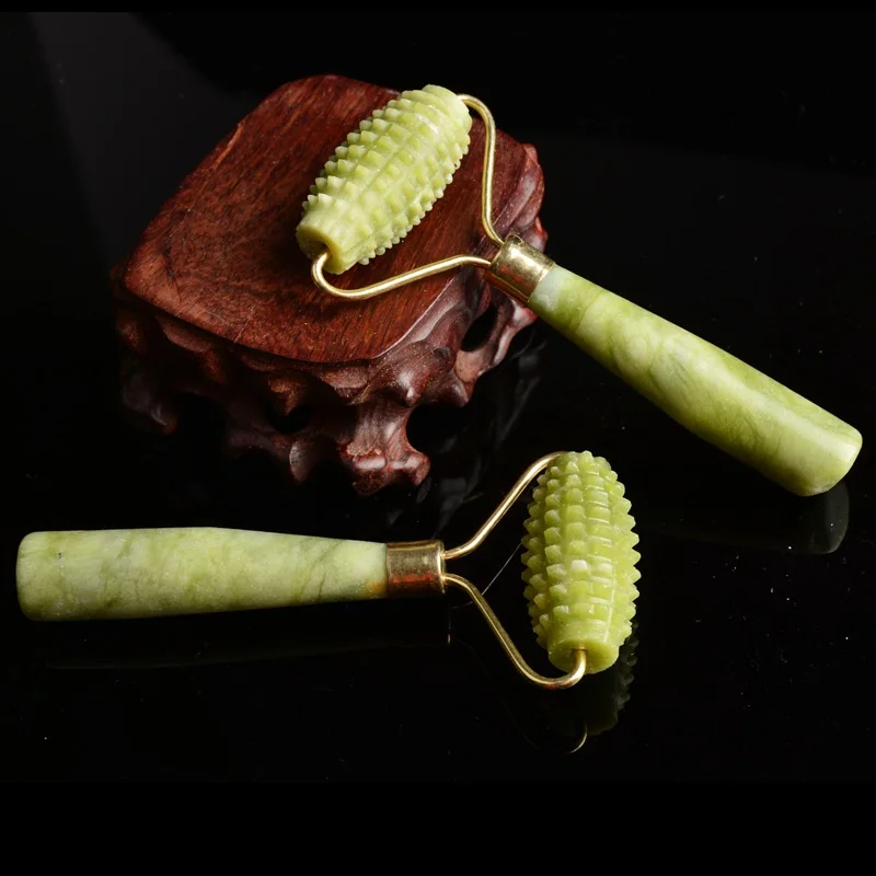 1 pc Jade Stone Needle Derma Face Arms Neck Massage Roller Ancient Face Body SPA Massage Roller Facial Massager Jade