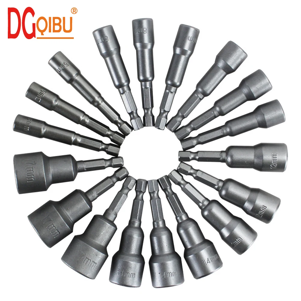 

14pcs tool set 6mm-19mm Hex Socket Sleeve Nozzles Magnetic Nut Driver Set Drill Bit Adapter Hex Power Tools