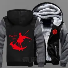 RWBY Толстовка Руби Роуз аниме пальто зимняя куртка Для мужчин толстые свитшоты на молнии