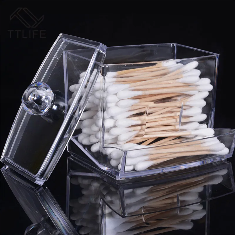 

TTLIFE PS Acrylic Cotton Swabs Box Transparent Cotton Swabs Stick Storage Cosmetic Makeup Organizer Jewelry Case High Quality