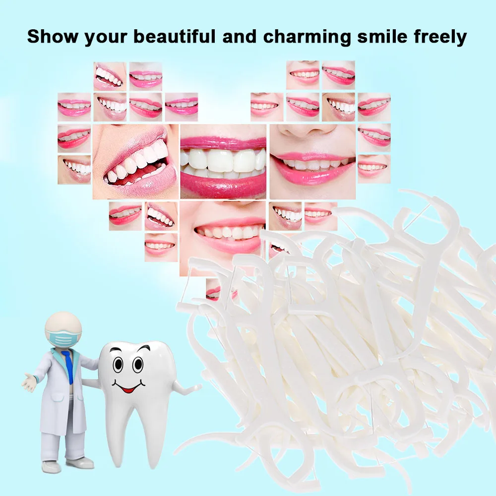 50 шт Oral для чискти, зубная нить для чистки межзубных пространств, выбирает зубочистки зубная нить зубной налет удалить здравоохранения цвета сахарной ваты