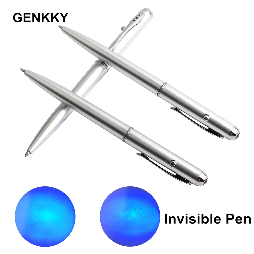 

Office School Supplies Useful Material Stationery Silver Color Invisible Ink Pen With Uv Light Magic Secret Ballpoint Wholesale