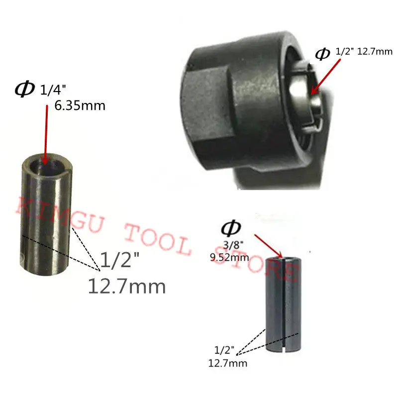 Collet Cono Dado 1/2 "1/4" 3/8 "Per Makita 763803-0 3612Y 3612X3612 3612T 3612Cy 3612C 3612Ct 3612Br 3612 3600H Mt360 Router