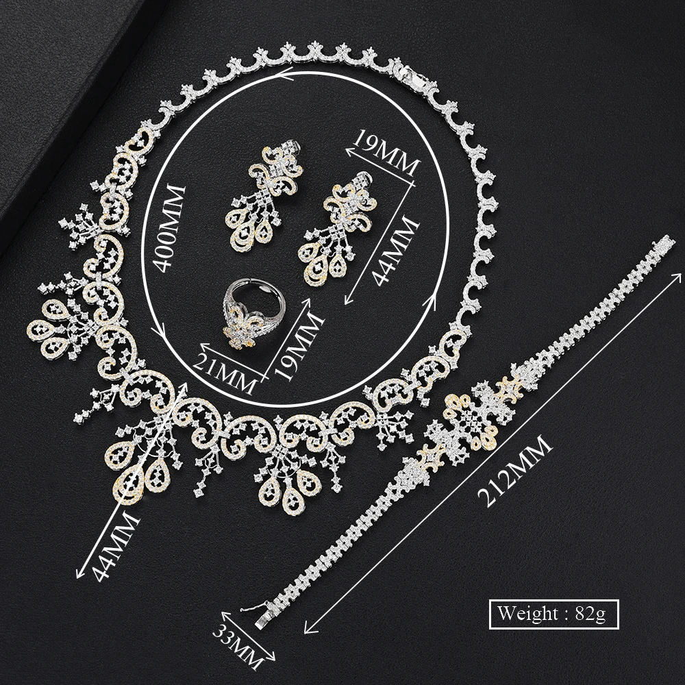 GODKI известный бренд супер роскошный двухцветная корона дизайн женский свадебный Naija Свадебный кубический цирконий ожерелье Дубай платье ювелирный набор
