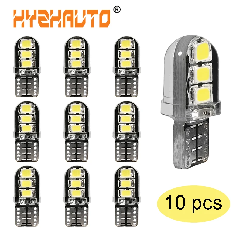 10 шт. T10 светодиодный автомобильный светильник Canbus 194 168 W5W светодиодный светильник для парковки 6SMD силиконовый светодиодный автоматический Клин габаритный фонарь