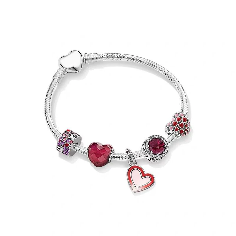 

JEM 100% 925 sterling silver jewelry with 1:1 Pandora bracelet original simple life love DIY beads valentine's day gift