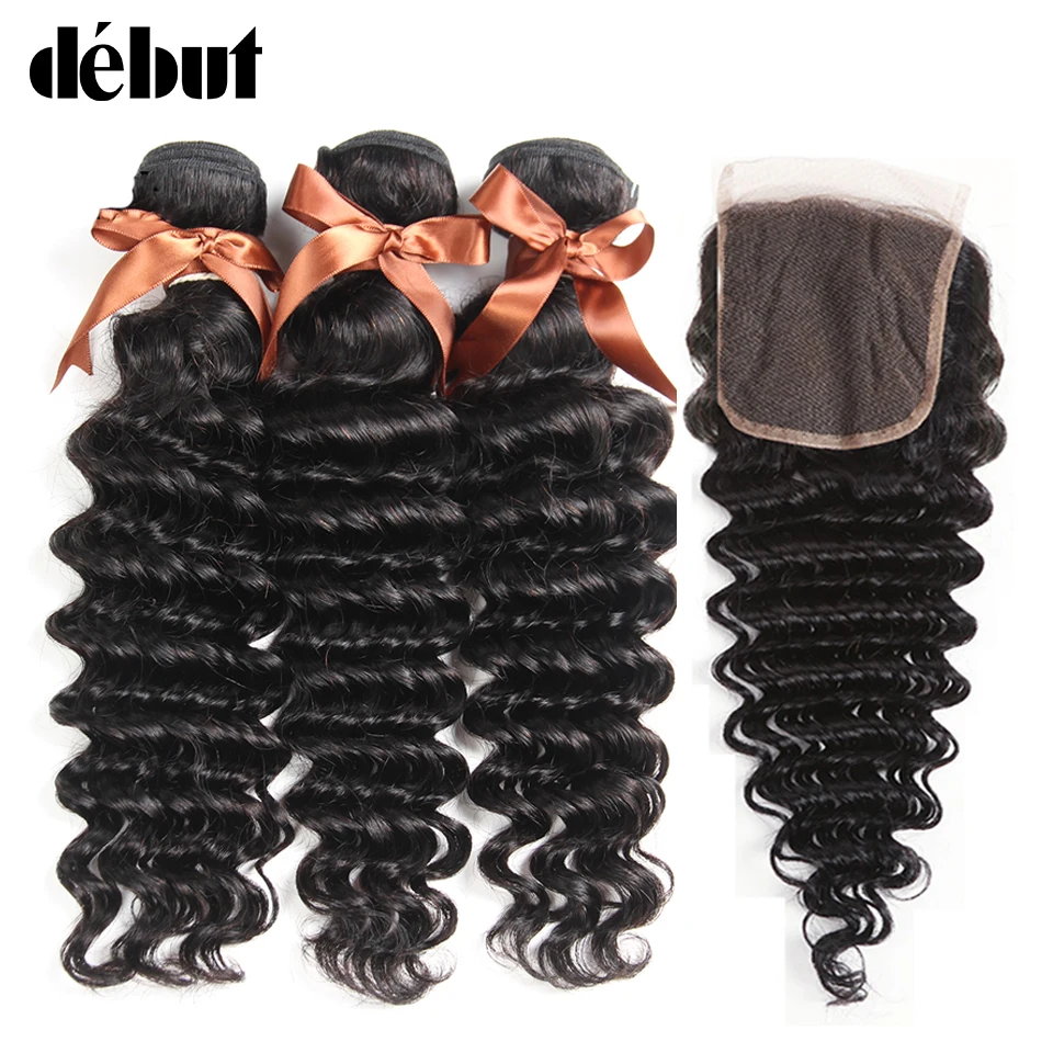 Debut Loose Deep Wave Bundles With Closure Non Remy Brazilian Human Hair Weave 3 Bundles With Closure 4x4 Lace Closure Debut Loose Deep Wave Bundles With Closure Non Remy Brazilian Human Hair Weave 3 Bundles With Closure 4x4 Lace Closure