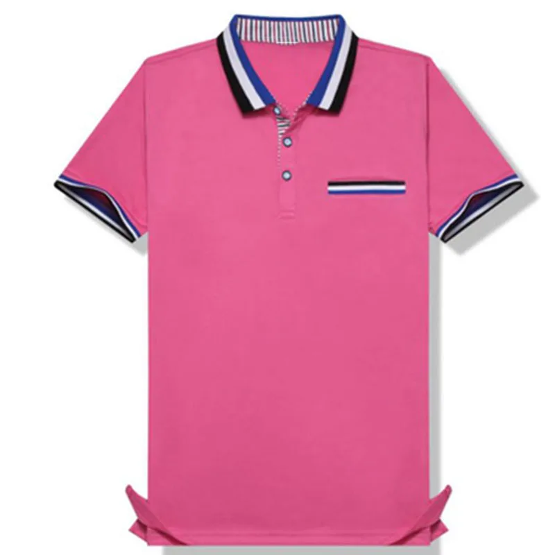 Camisa Polo мужская рубашка s Marcas с коротким рукавом, летняя мужская рубашка поло из хлопка размера плюс, деловое пальто, мужская одежда, Повседневная Обычная - Цвет: Розовый